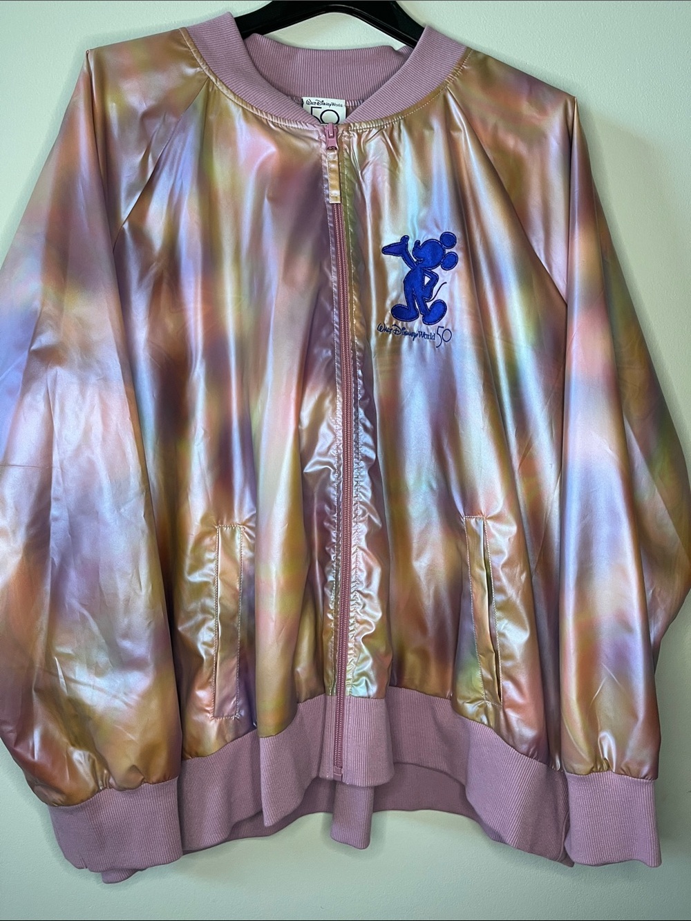 NWT Walt Disney World 50th Anniversary EARidescent Pink Bomber Jacket plus size